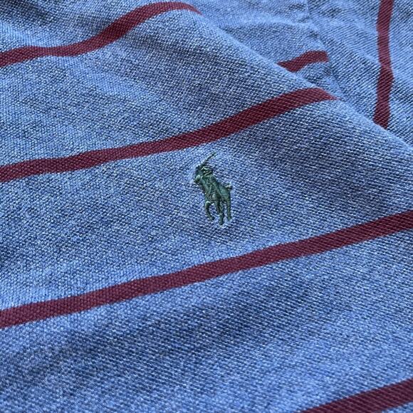 Ralph Lauren Polo Shirt Mens M Blue Striped Pony Rugby Pullover Cotton Preppy - Picture 4 of 6